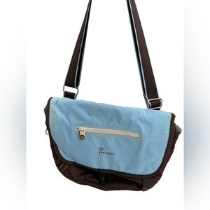 Sherpani Blue Brown Crossbody Shoulder Bag Nylon Travel Purse Floral Lining